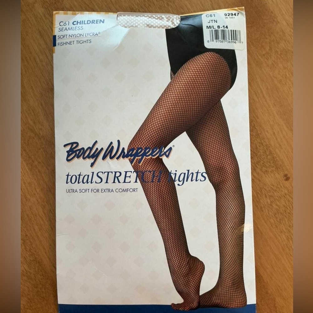 Body Wrappers Childrens Seamless Fishnet “Jazzy Tan” Dance Tights, Size M/L 8-14